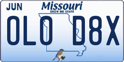 MO license plate OL0D8X
