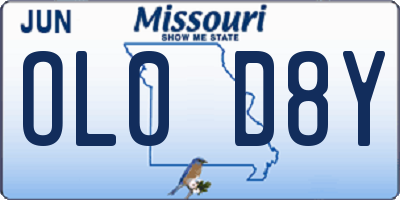 MO license plate OL0D8Y
