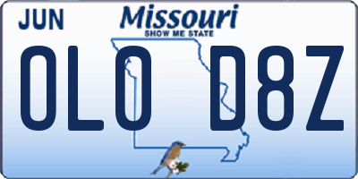 MO license plate OL0D8Z