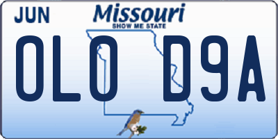 MO license plate OL0D9A