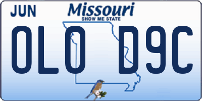 MO license plate OL0D9C