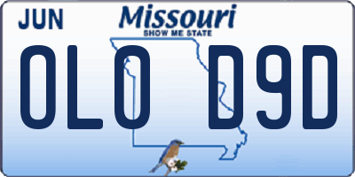MO license plate OL0D9D