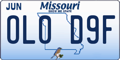 MO license plate OL0D9F