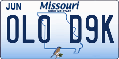 MO license plate OL0D9K