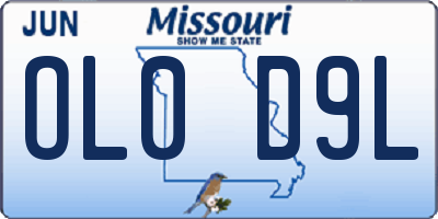 MO license plate OL0D9L