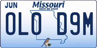 MO license plate OL0D9M