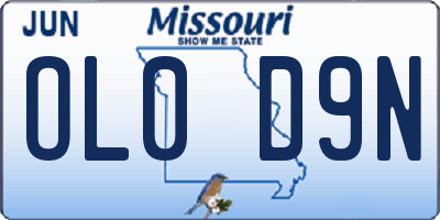 MO license plate OL0D9N