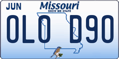 MO license plate OL0D9O