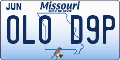 MO license plate OL0D9P