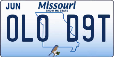 MO license plate OL0D9T