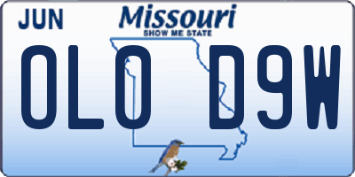 MO license plate OL0D9W