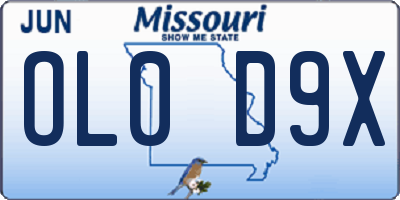 MO license plate OL0D9X