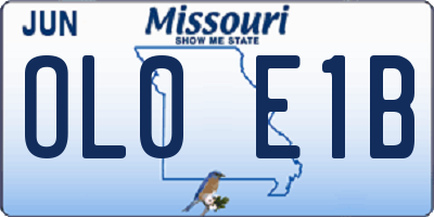 MO license plate OL0E1B