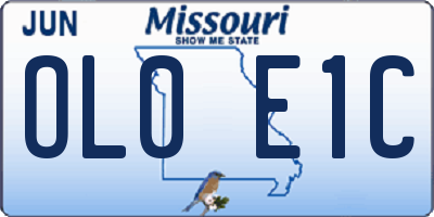 MO license plate OL0E1C