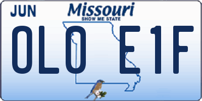 MO license plate OL0E1F