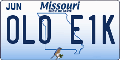MO license plate OL0E1K