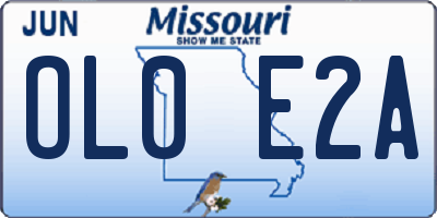 MO license plate OL0E2A