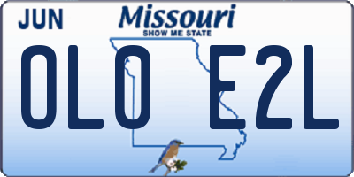 MO license plate OL0E2L