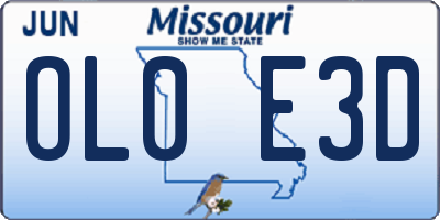 MO license plate OL0E3D