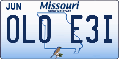 MO license plate OL0E3I