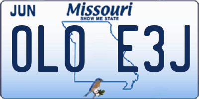 MO license plate OL0E3J