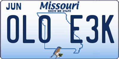 MO license plate OL0E3K