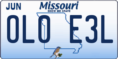 MO license plate OL0E3L