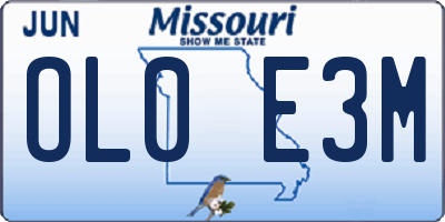 MO license plate OL0E3M