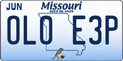 MO license plate OL0E3P
