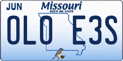 MO license plate OL0E3S