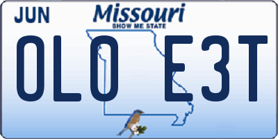 MO license plate OL0E3T