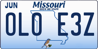 MO license plate OL0E3Z