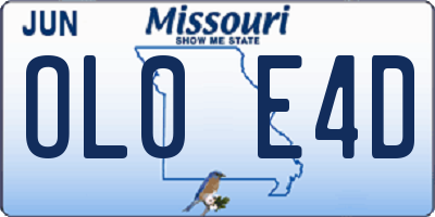 MO license plate OL0E4D