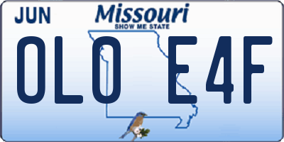 MO license plate OL0E4F