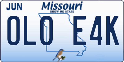 MO license plate OL0E4K