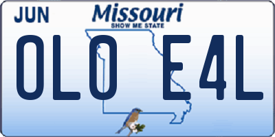 MO license plate OL0E4L