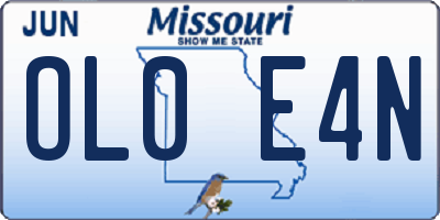 MO license plate OL0E4N