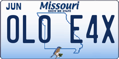 MO license plate OL0E4X