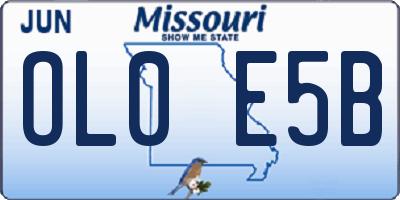 MO license plate OL0E5B