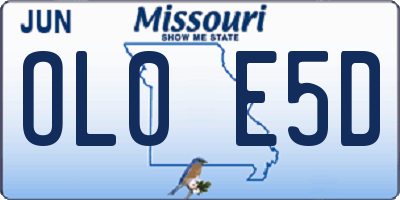 MO license plate OL0E5D