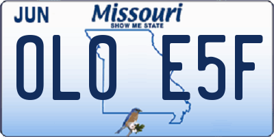 MO license plate OL0E5F