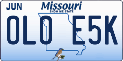MO license plate OL0E5K