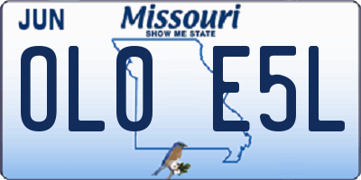 MO license plate OL0E5L