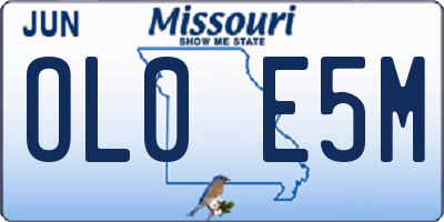 MO license plate OL0E5M