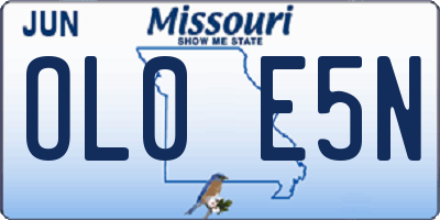 MO license plate OL0E5N