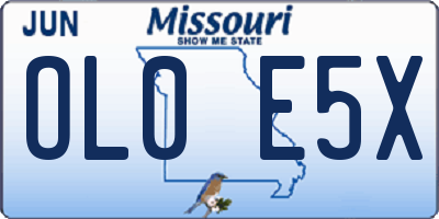 MO license plate OL0E5X