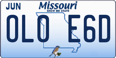 MO license plate OL0E6D