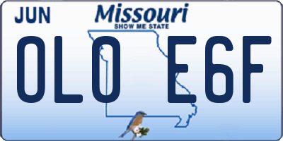 MO license plate OL0E6F