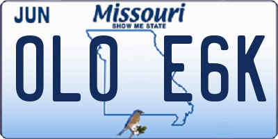 MO license plate OL0E6K