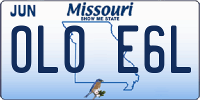 MO license plate OL0E6L